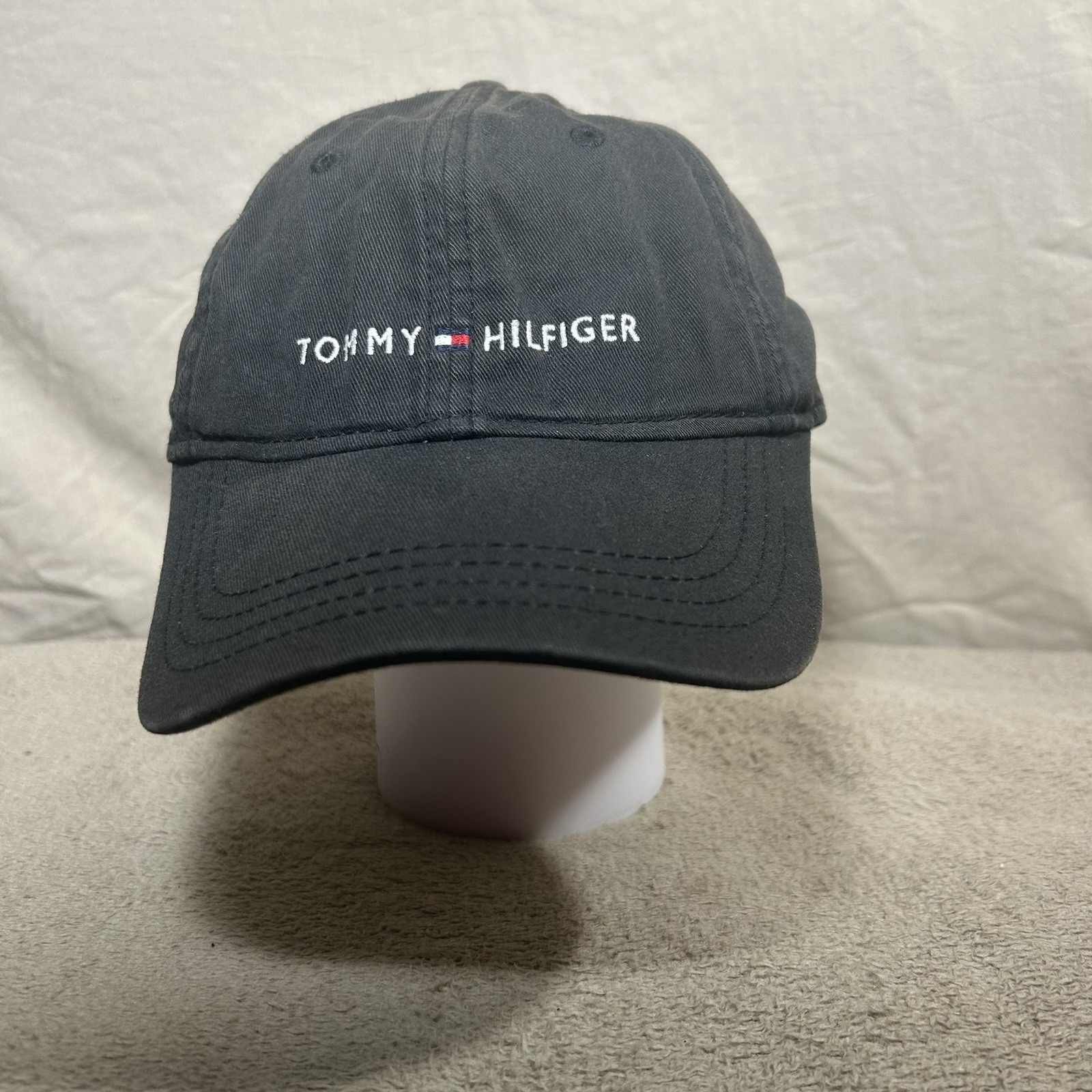 Tommy Hilfiger Hat Cap Strap Back Mens One Size Black Embroidered Logo Dad Cap